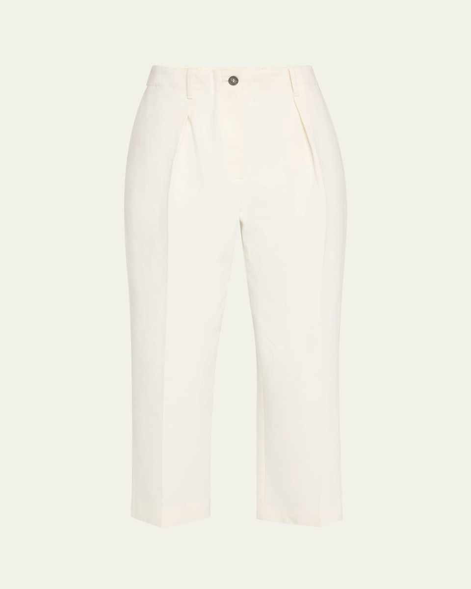 Creased Square Cotton Wool Chino Pants